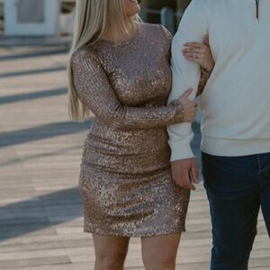Eliza J Rose Gold Sparkle Dress Size 6